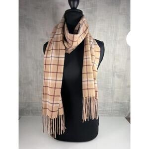 Italian Cashmere Scarf Beige Check Quiet Luxury Mantovani Winter Wrap italy